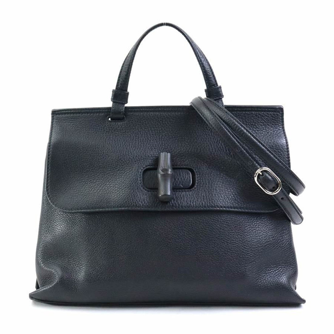 Gucci Bamboo daily Black Leather Handbag 