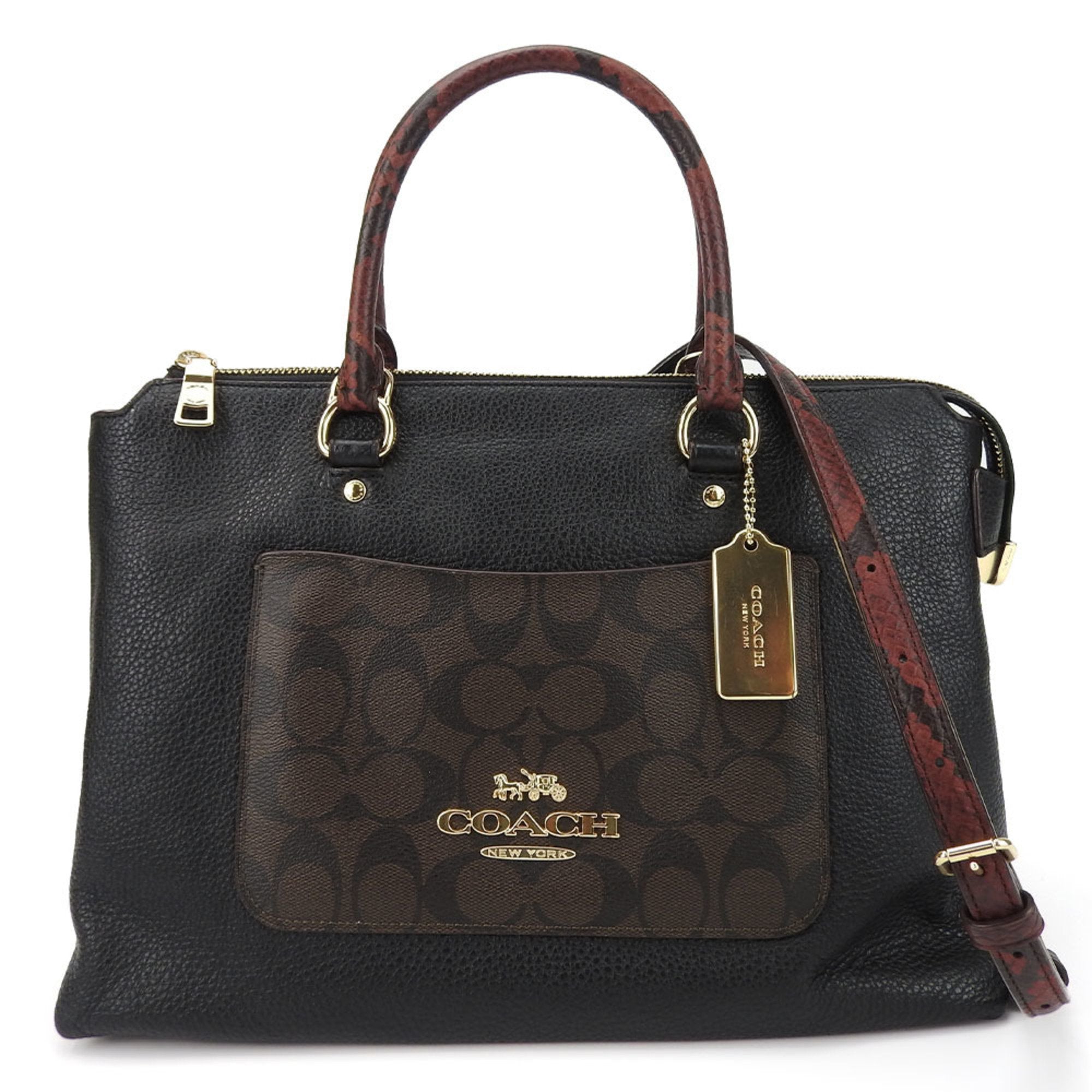 Coach Signature Black Leather Tote Bag