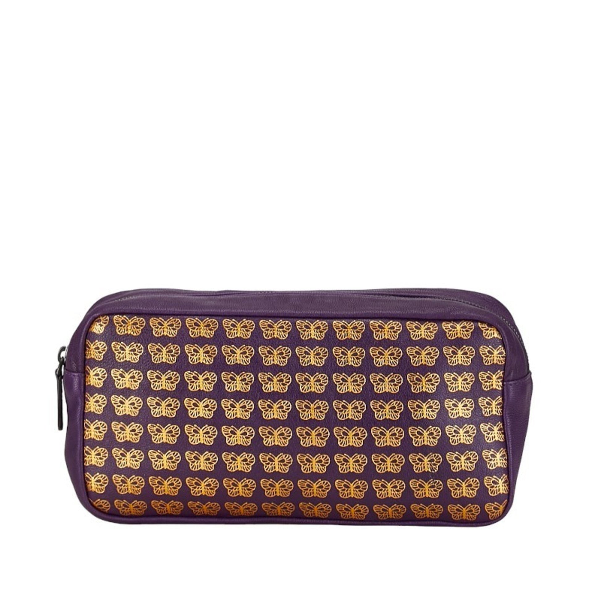 Bottega Veneta Butterfly Purple Leather Clutch Bag