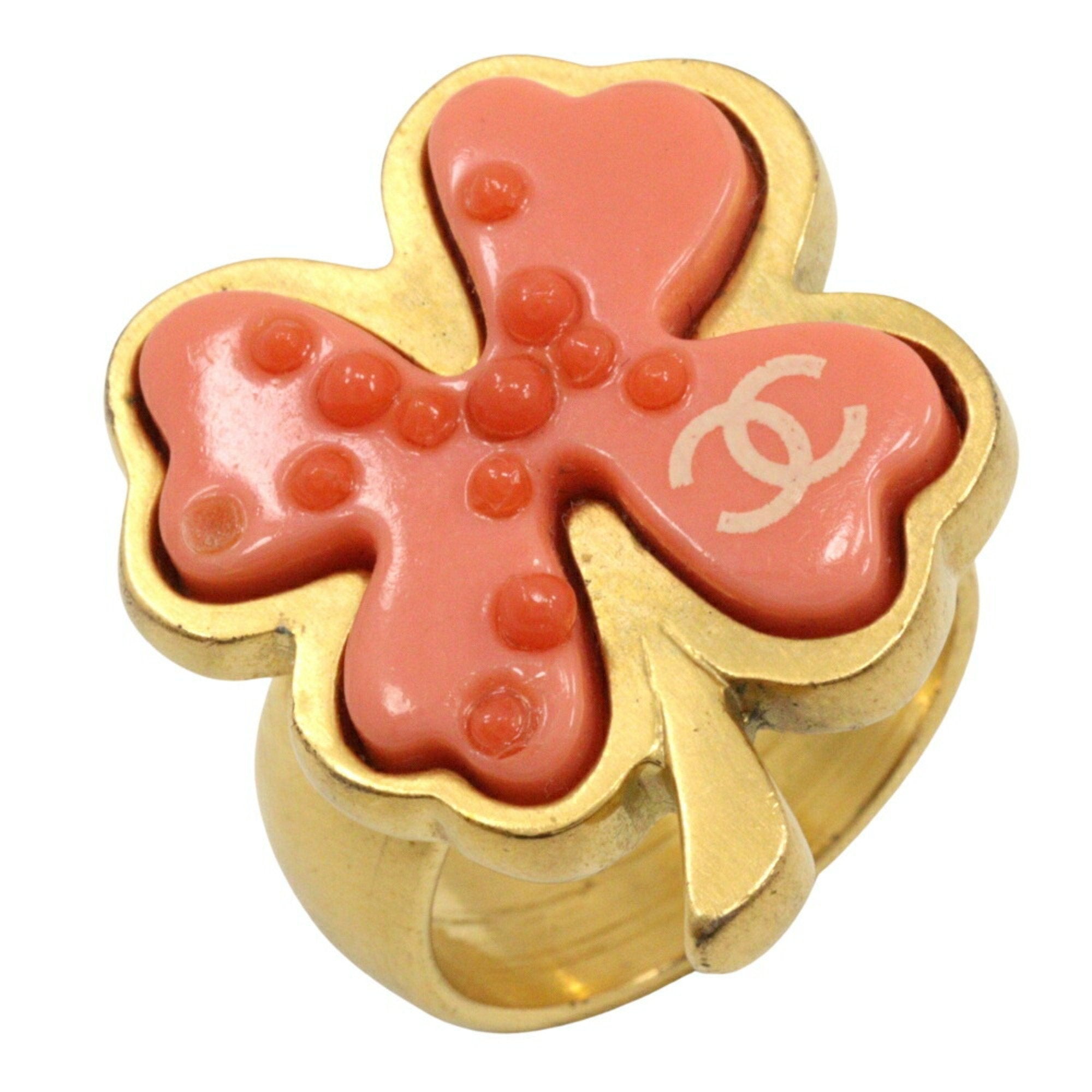 Chanel Clover Gold Gold Plated Ring 