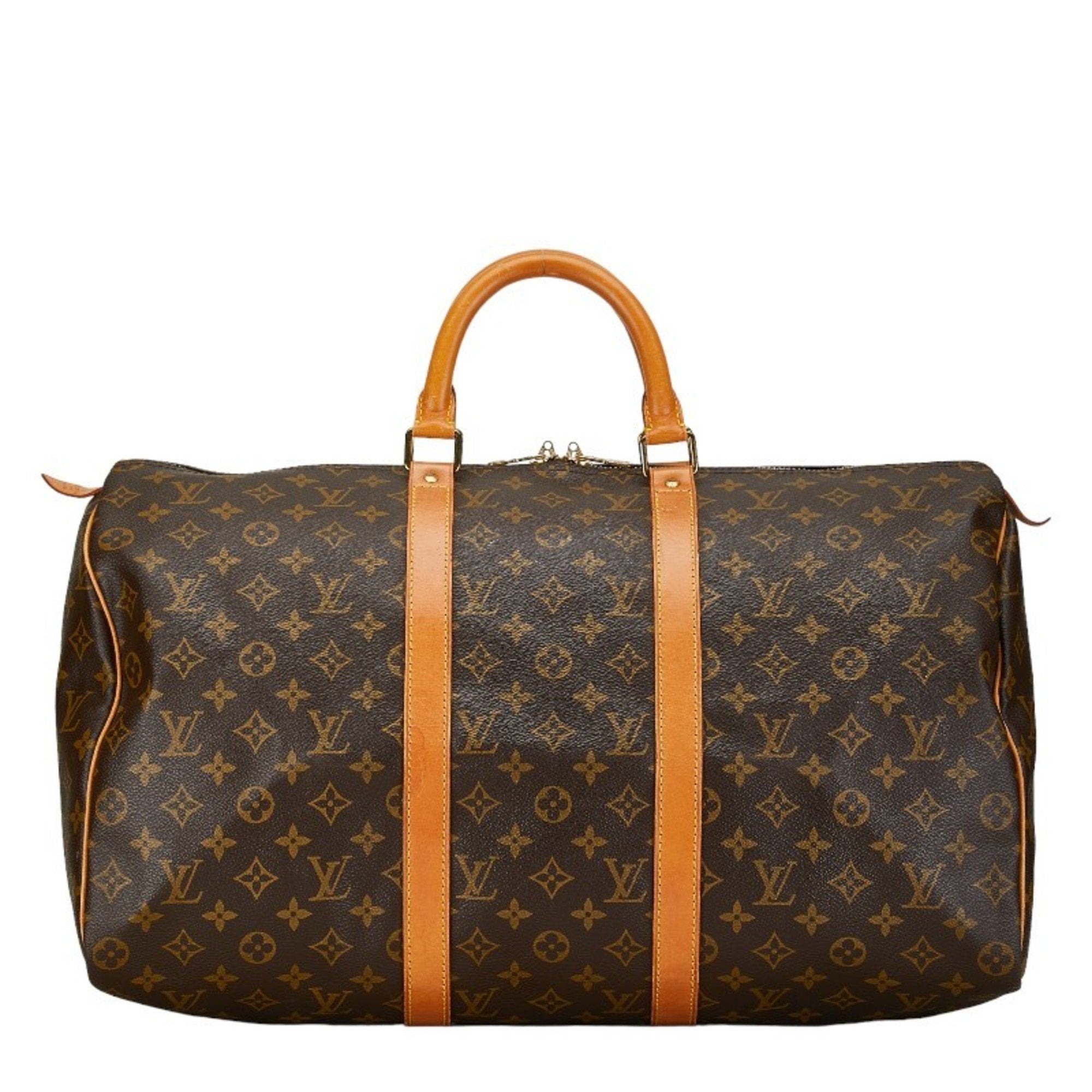 Louis Vuitton Keepall 50 Brown Leather Travel Bag