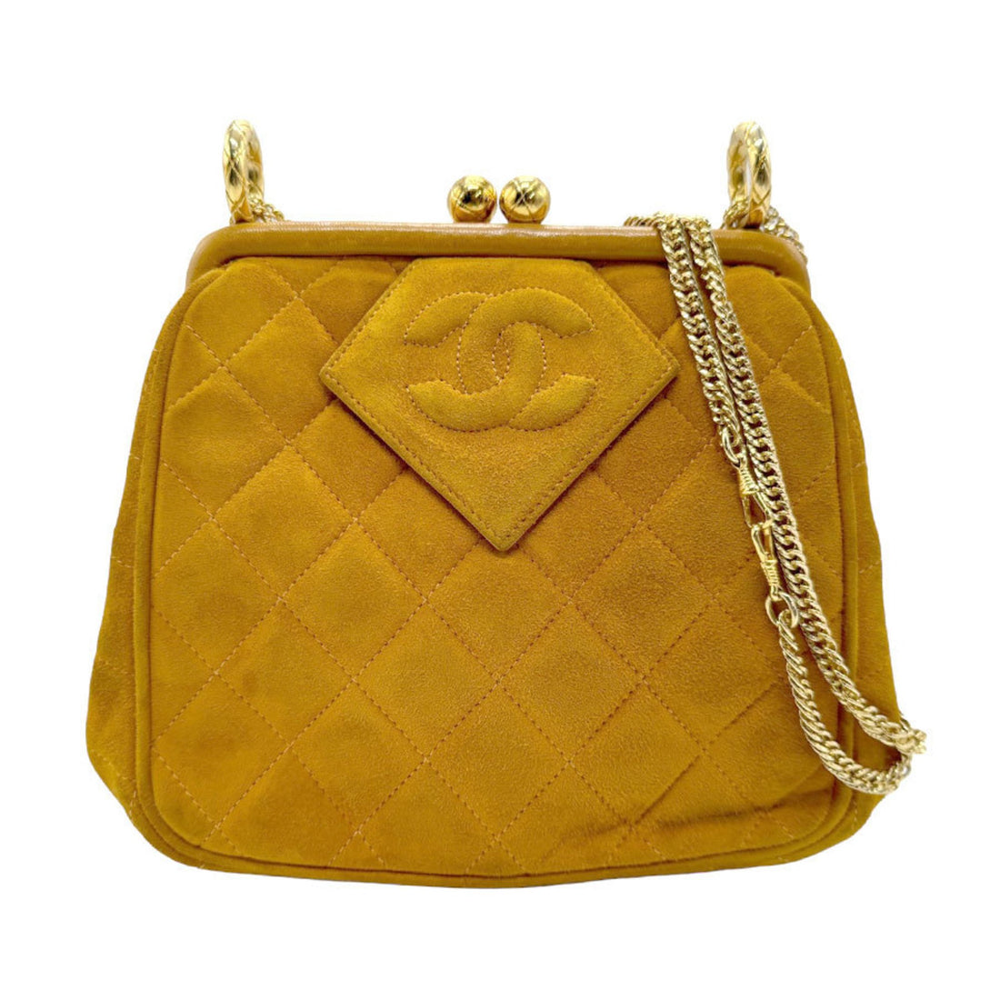 Chanel Yellow Suede Shoulder Bag