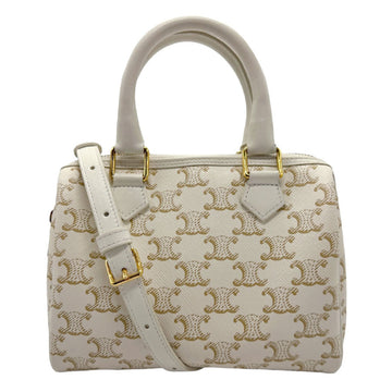 Céline Triomphe White Canvas Handbag 