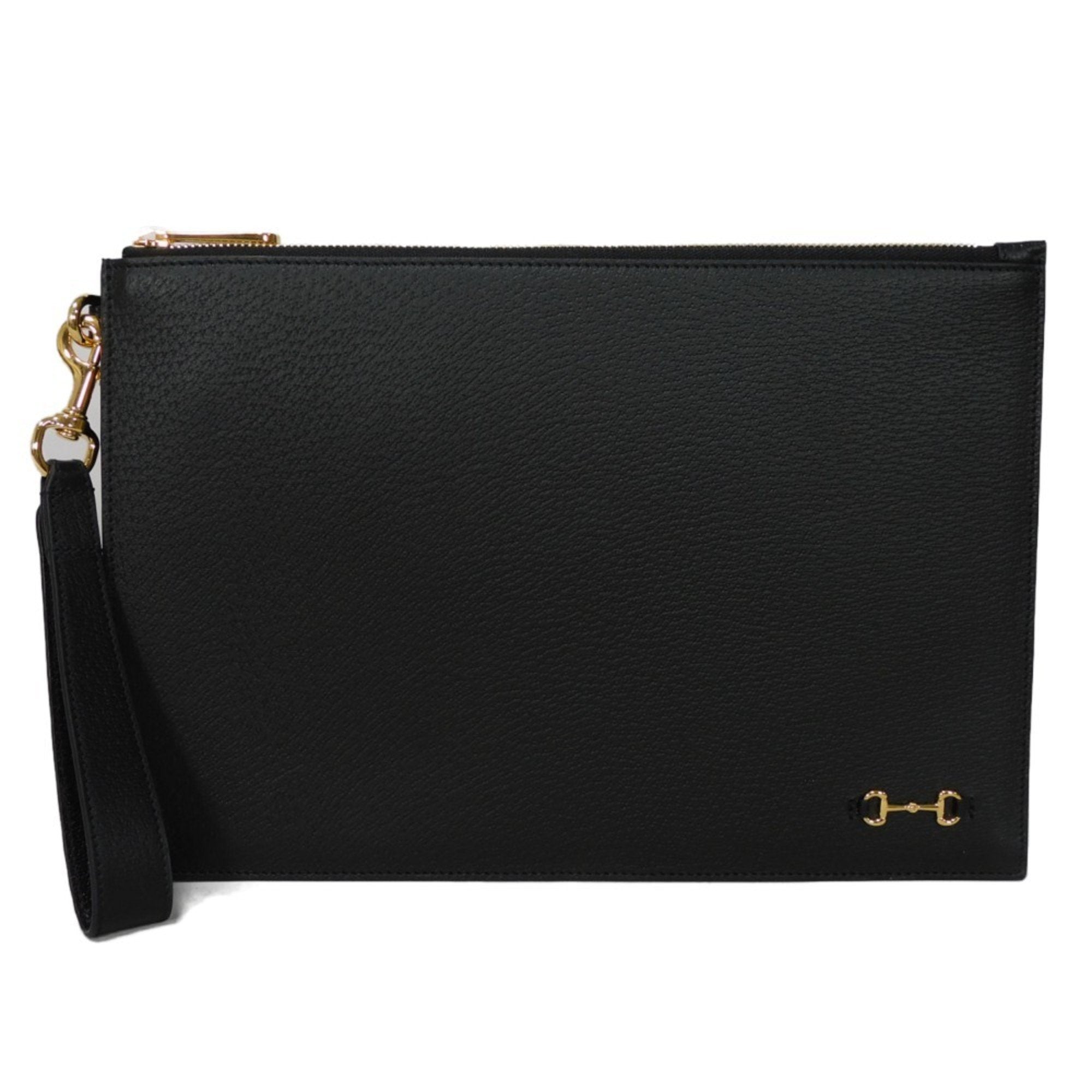 Gucci Horsebit Black Leather Clutch Bag