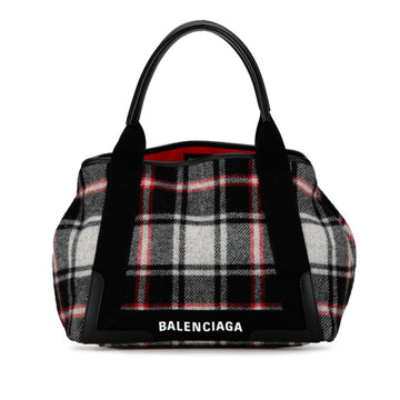 Balenciaga Navy Cabas Navy Wool Tote Bag