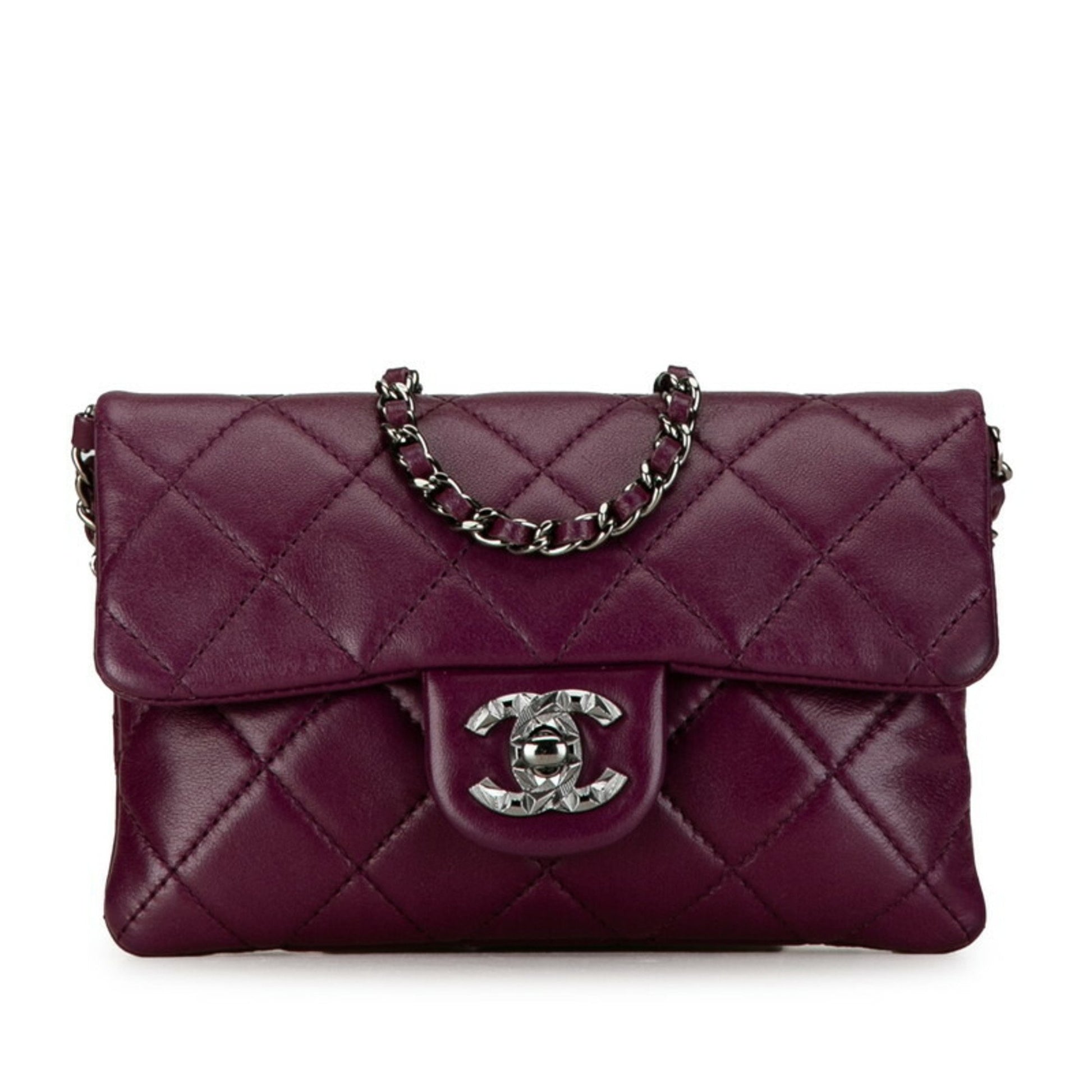 Chanel Matelassé Purple Leather Shopper Bag