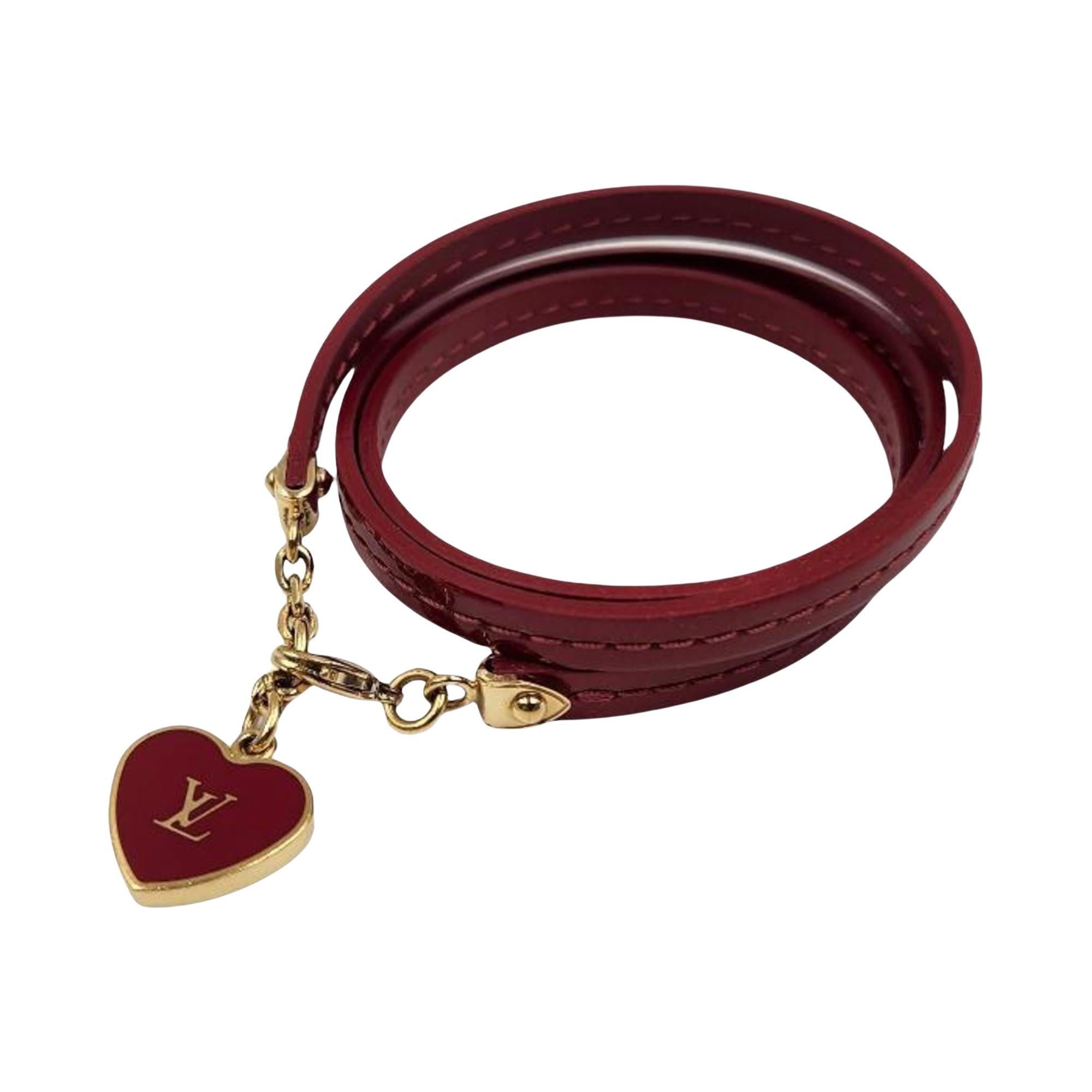 Louis Vuitton Red Leather Bracelet 