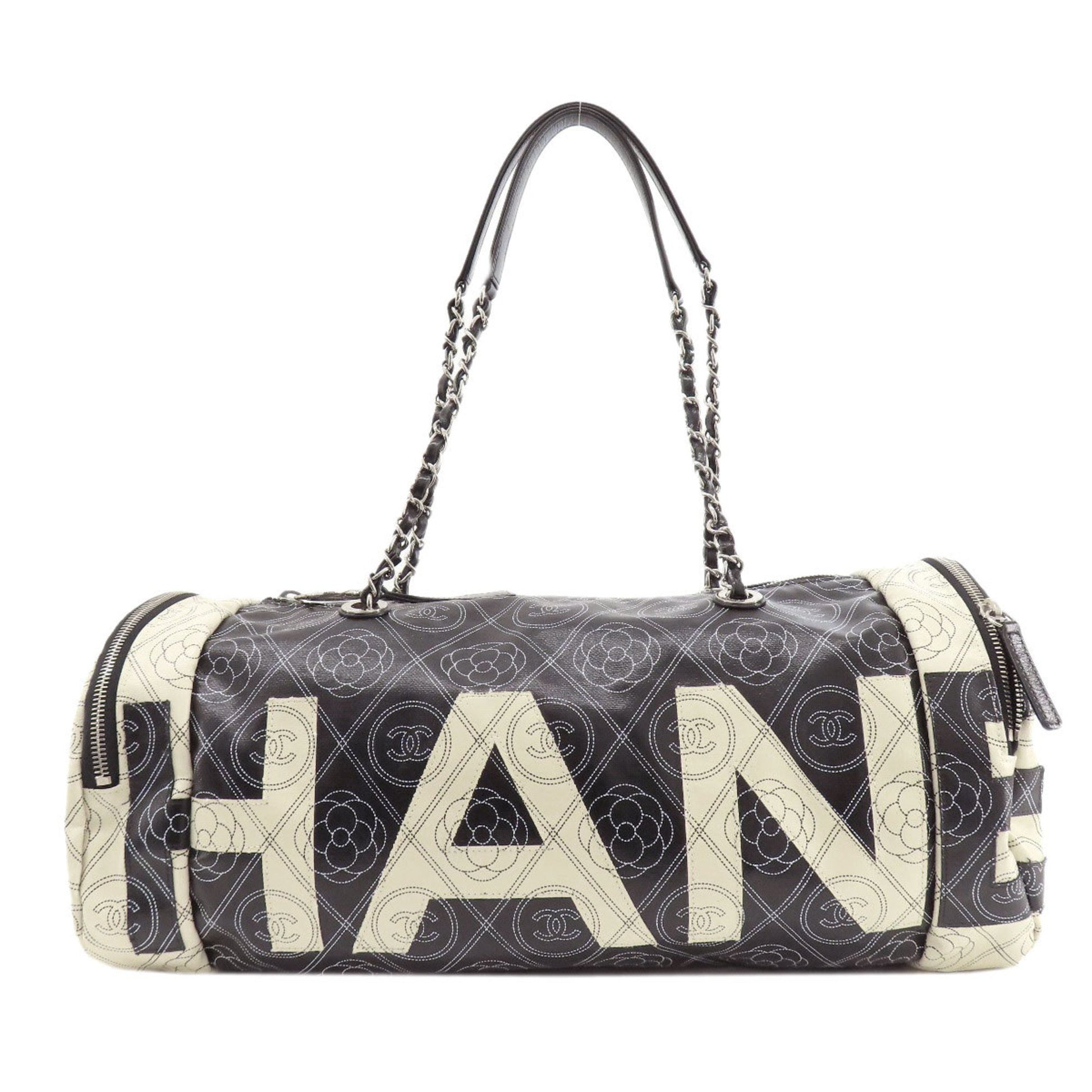 Chanel Coco Mark Black Leather Travel Bag