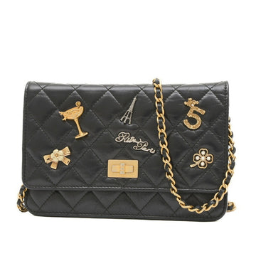 Chanel 2,55 Black Leather Wallet 