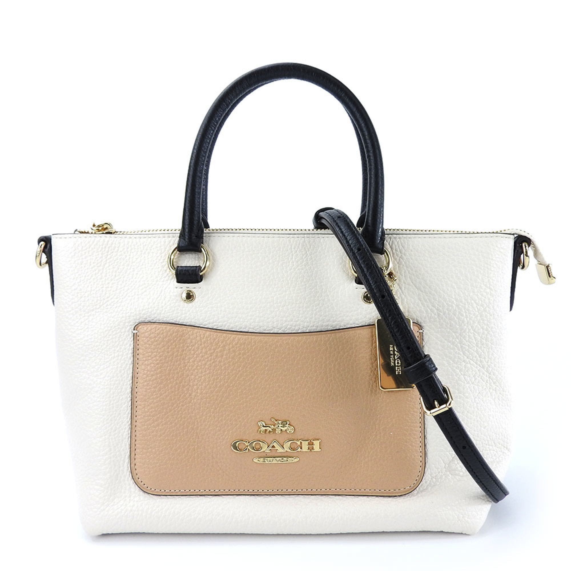 Coach White Leather Tote Bag