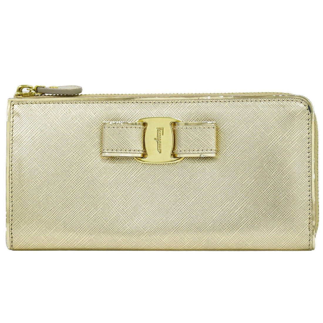 Salvatore Ferragamo Vara Gold Leather Wallet 