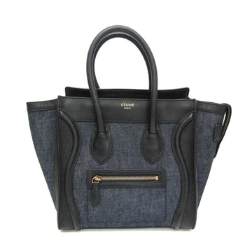 Céline Micro Luggage Navy Denim - Jeans Handbag 