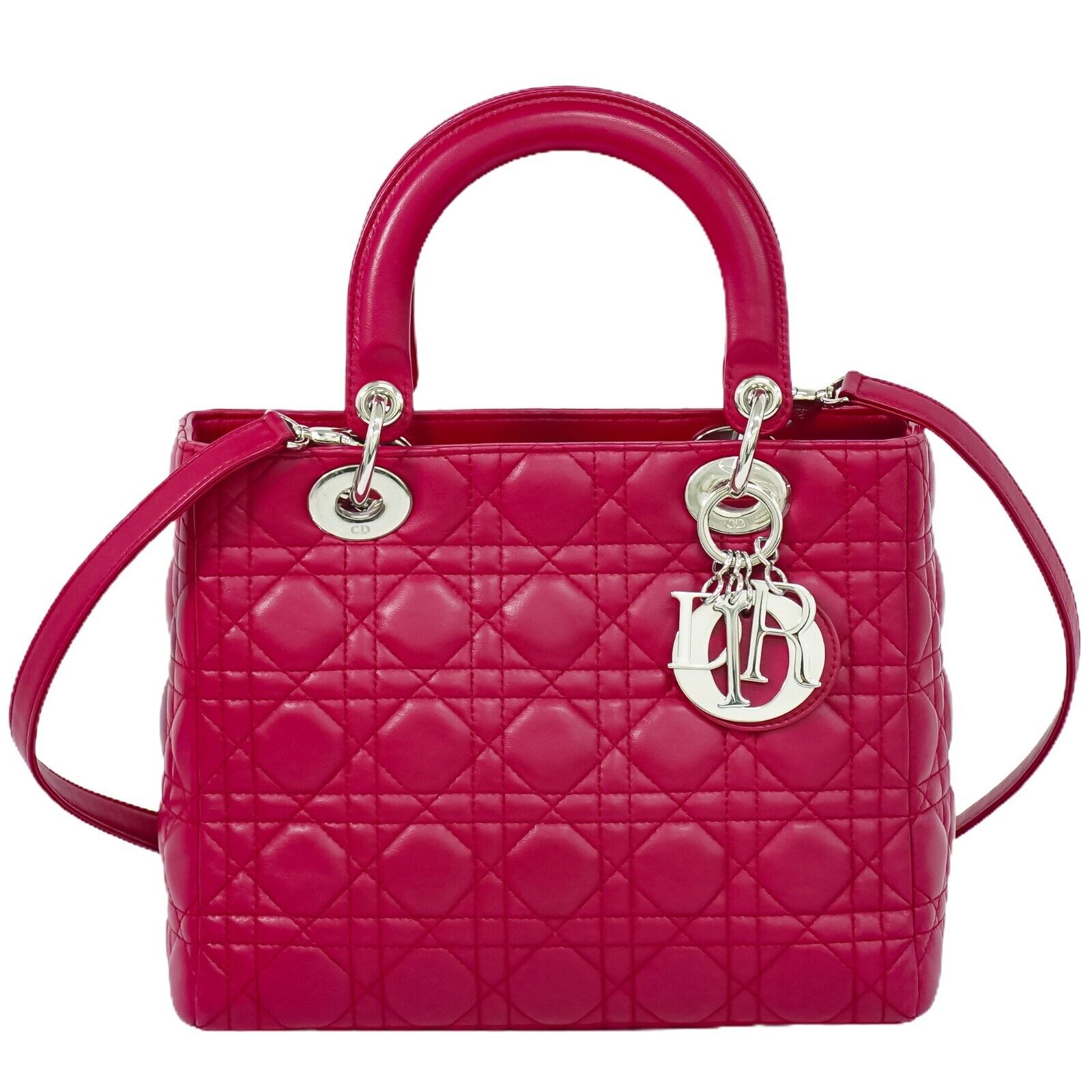 Dior Lady Dior Pink Leather Handbag 