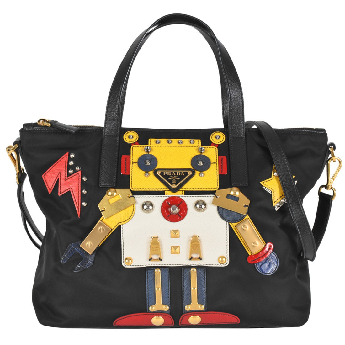 Prada Robot Black Synthetic Tote Bag