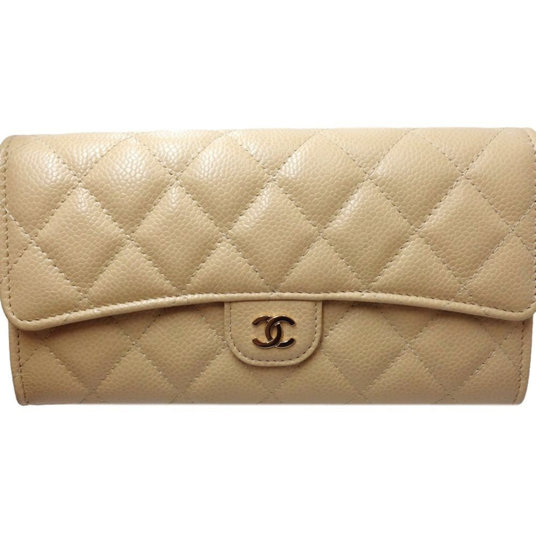 Chanel Matelassé Beige Leather Wallet 