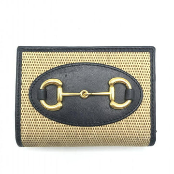 Gucci Horsebit Beige Canvas Wallet 