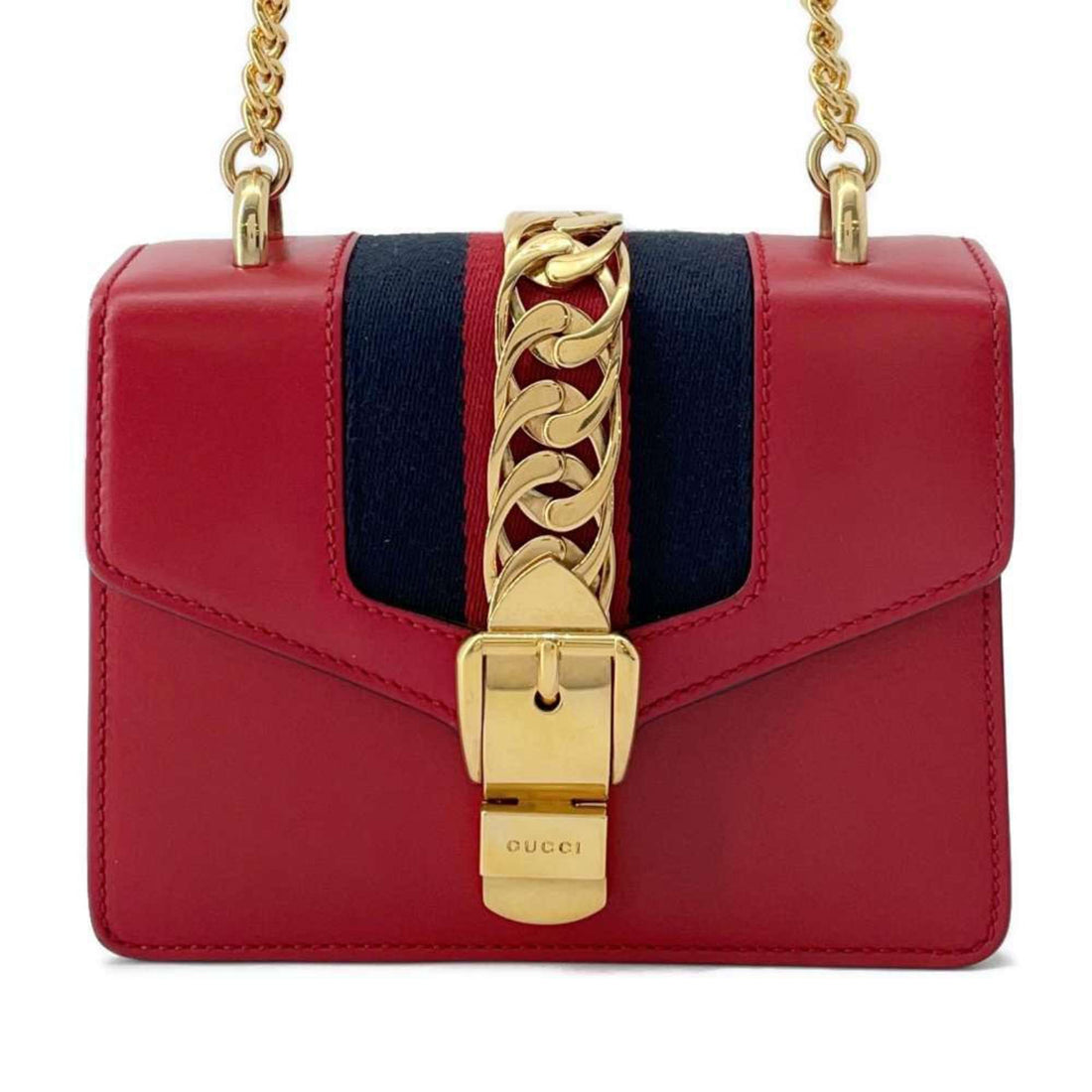 Gucci Sylvie Red Leather Shoulder Bag