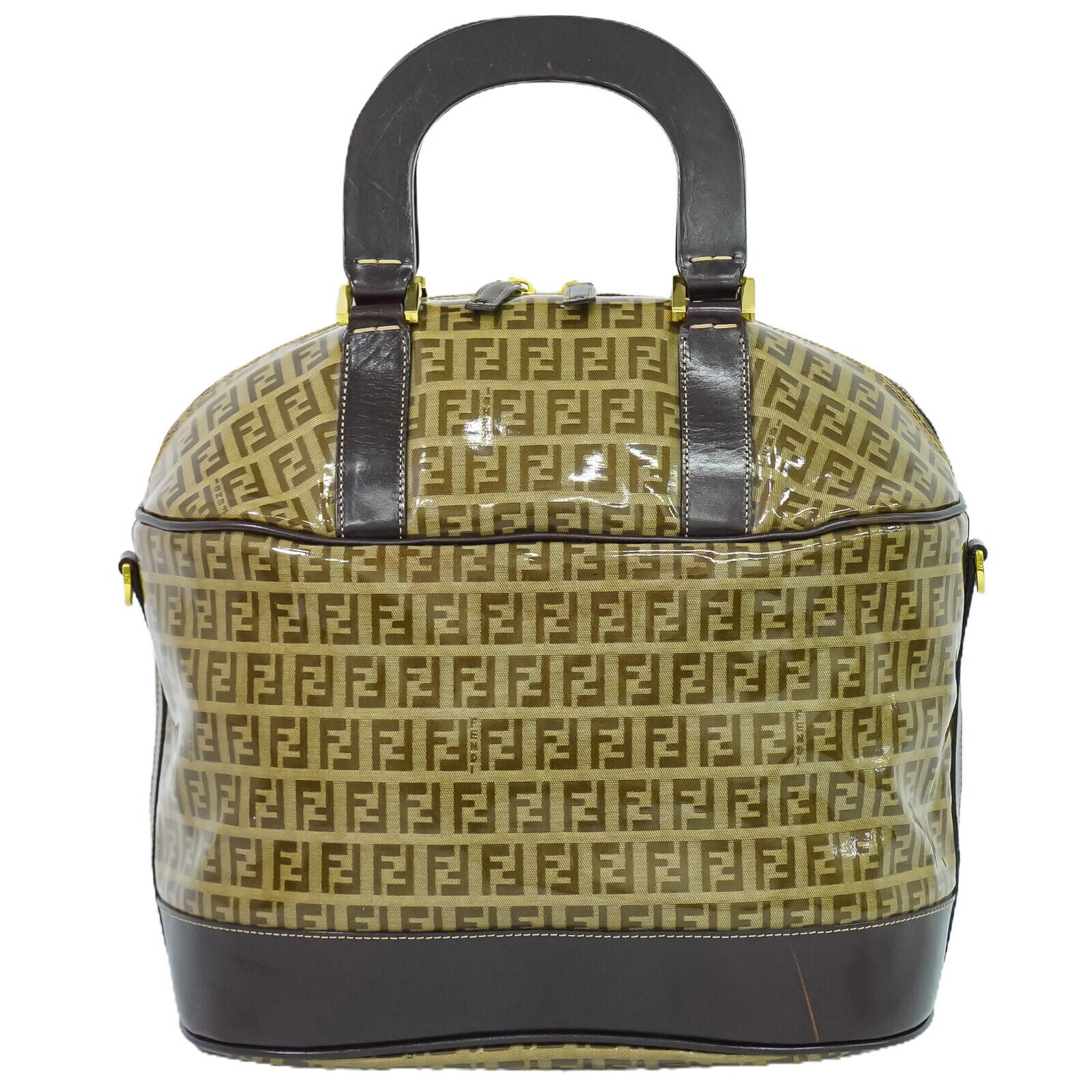 Fendi Zucchino Brown Canvas Handbag 