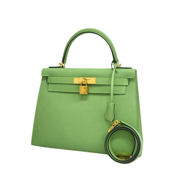 Hermès Kelly 28 Green Leather Handbag 