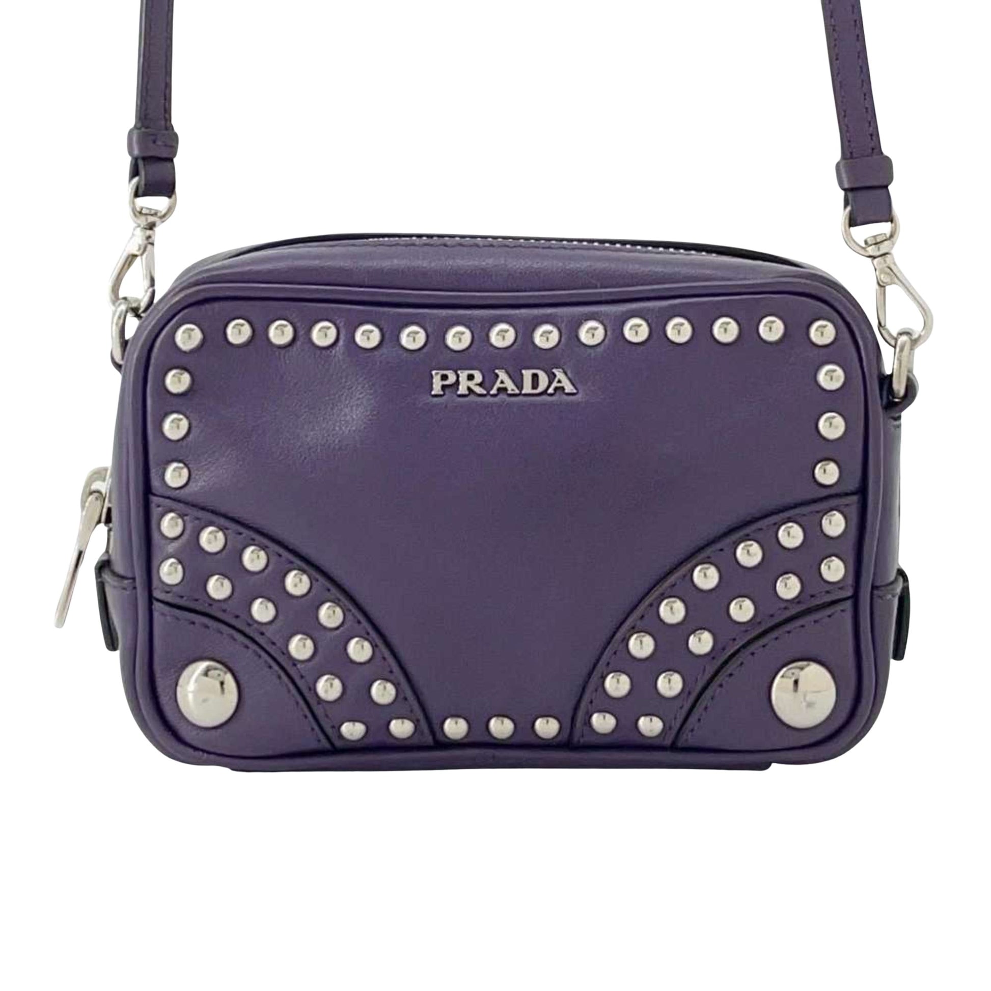 Prada Saffiano Purple Leather Shoulder Bag