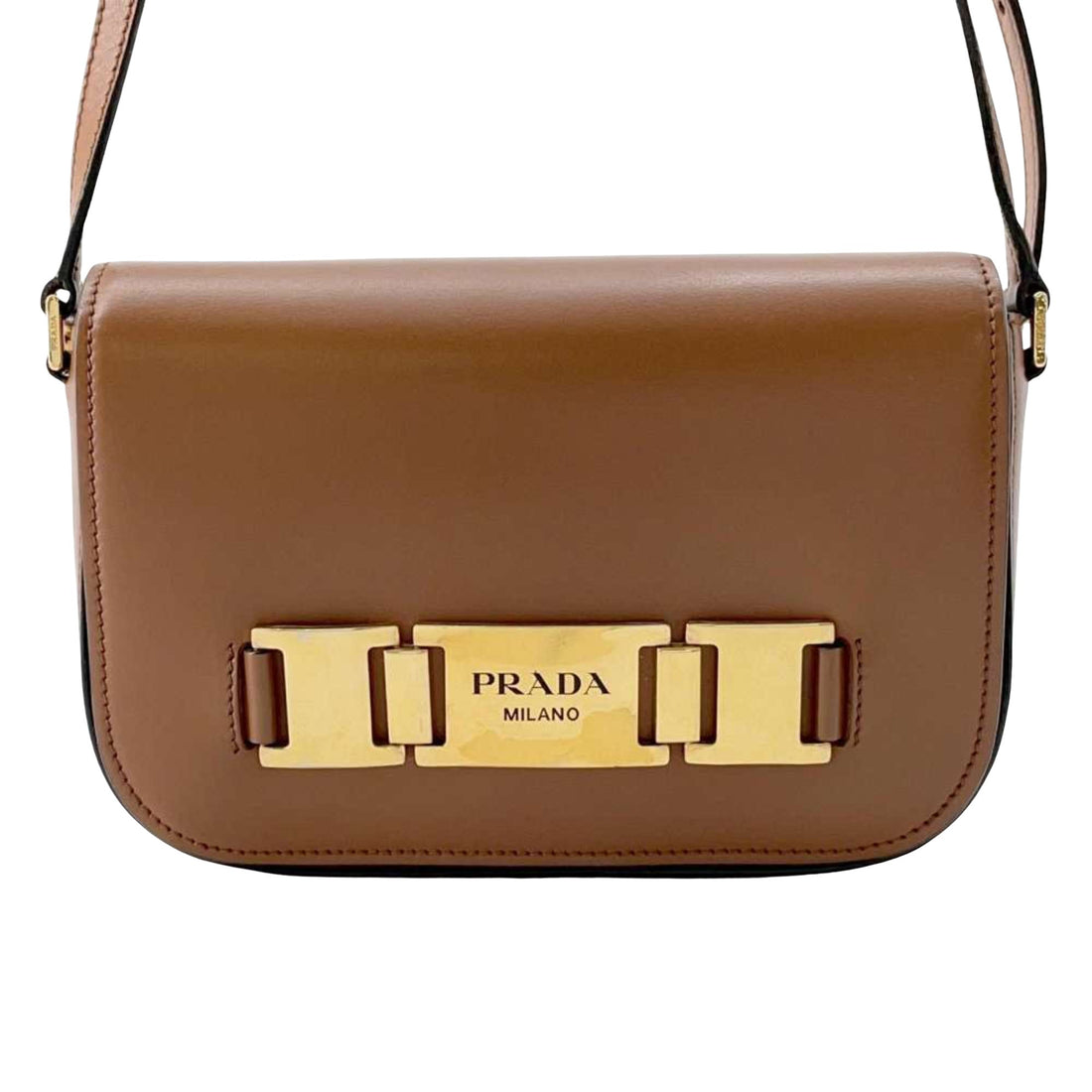 Prada City Calf Brown Leather Shoulder Bag