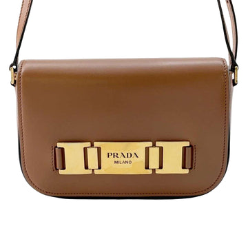 Prada City Calf Brown Leather Shoulder Bag