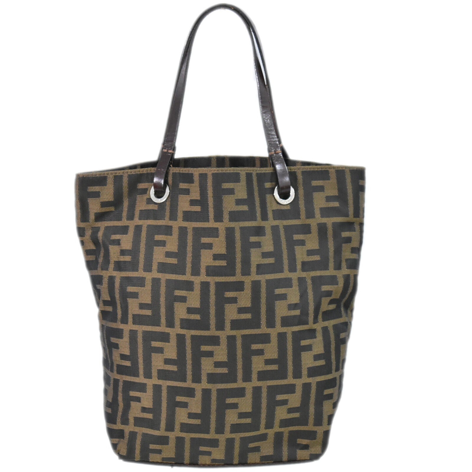 Fendi Zucca Brown Synthetic Handbag 