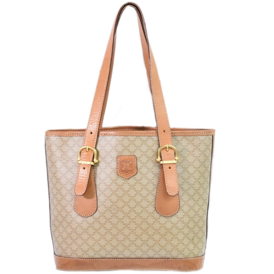 Céline Macadam Beige Canvas Handbag 