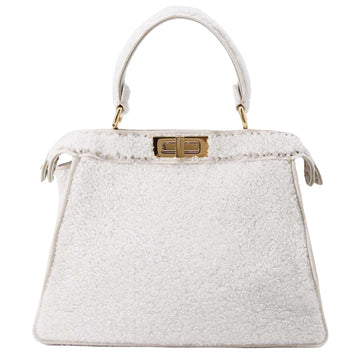 Fendi Peekaboo White Wool Handbag 