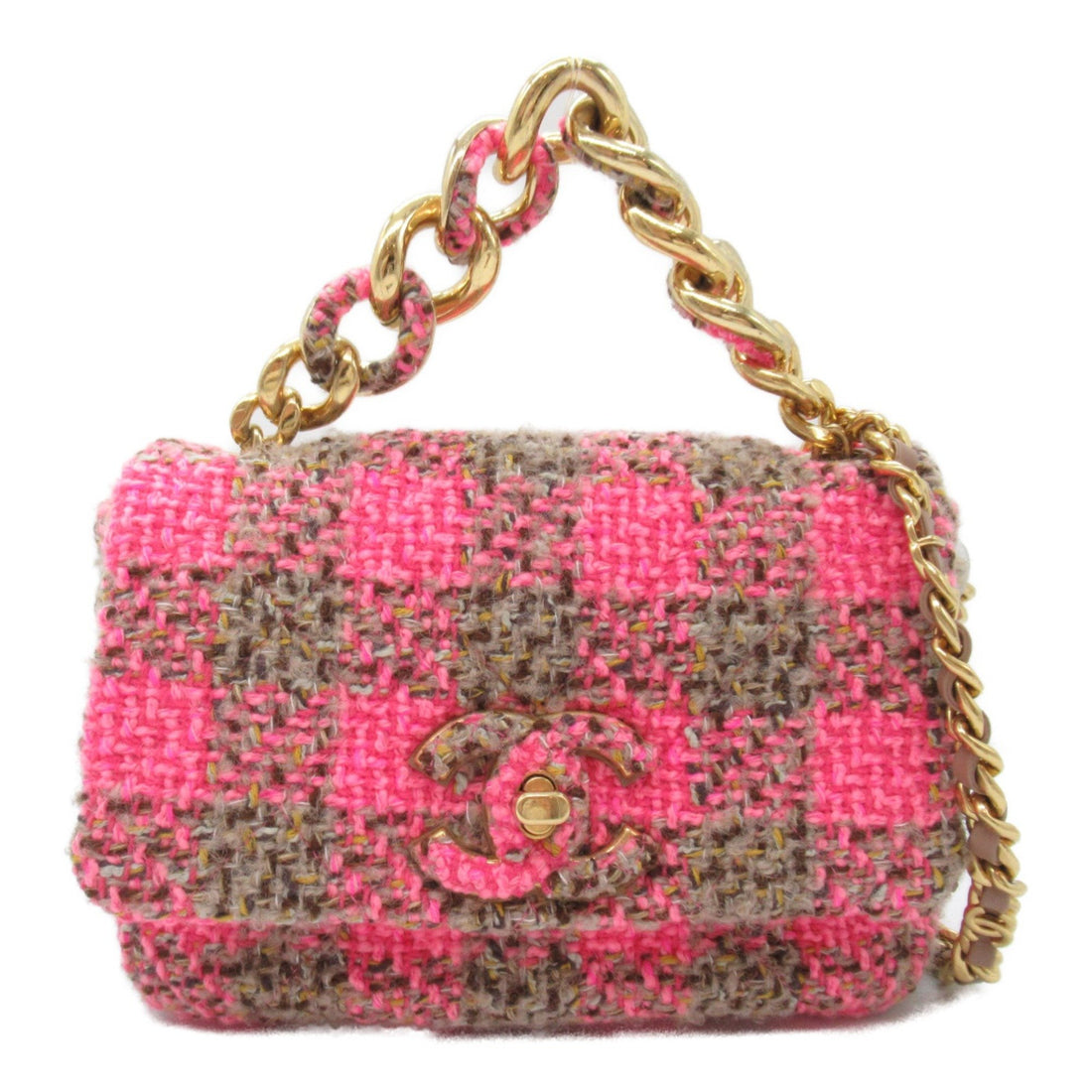 Chanel MINI FLAP BAG Pink Tweed Shoulder Bag