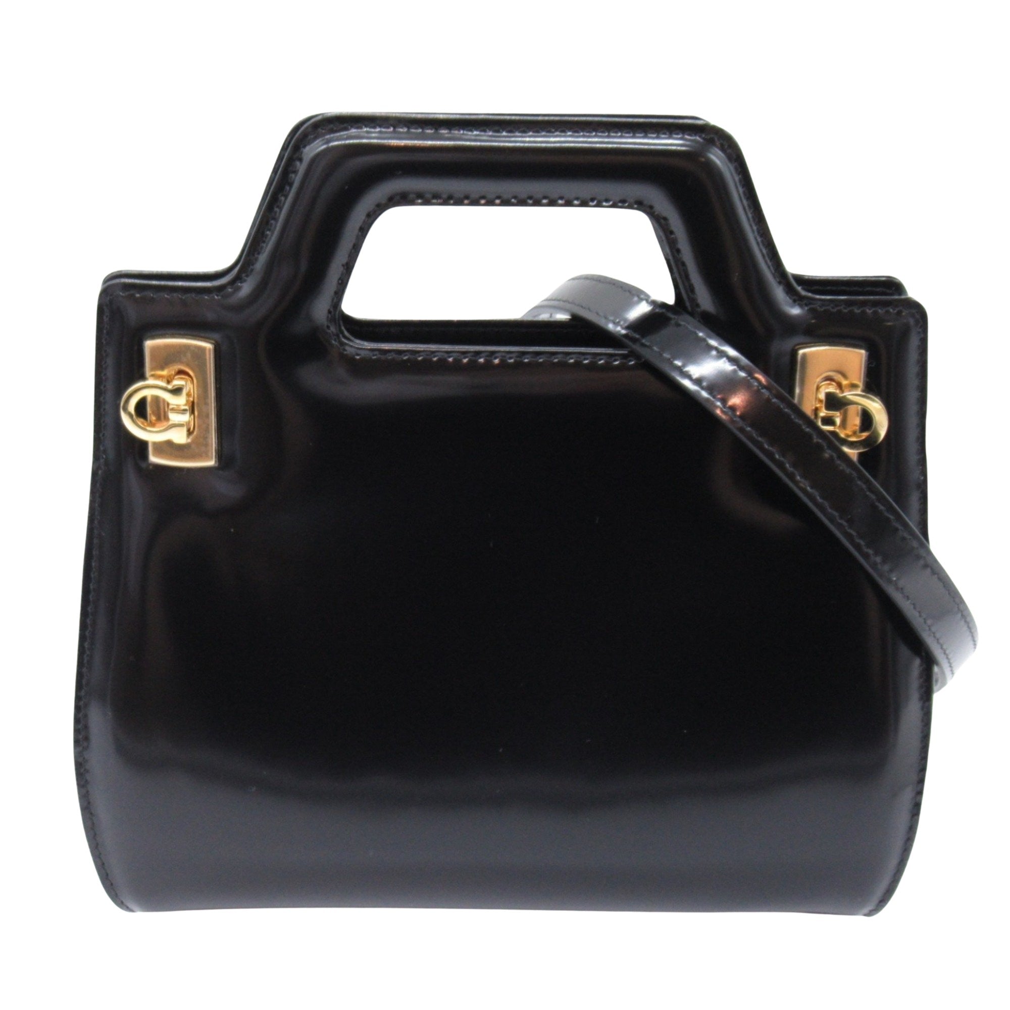 Salvatore Ferragamo Wanda Black Leather Shoulder Bag