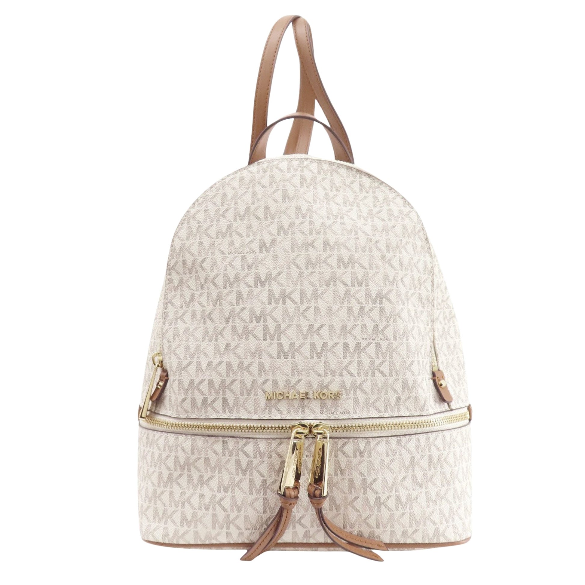 Michael Kors Rhea Beige Canvas Backpack Bag