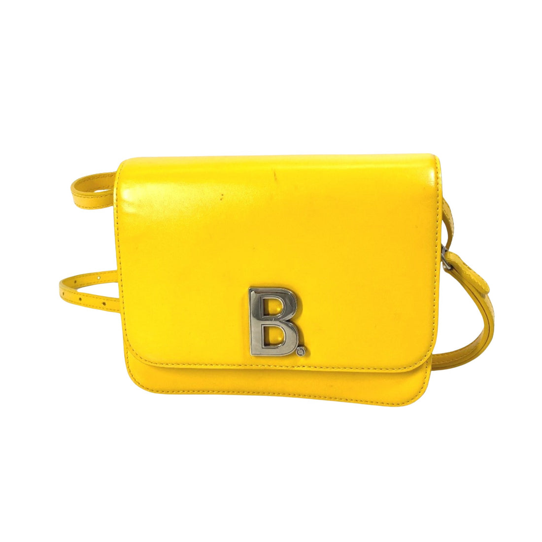 Balenciaga B Yellow Leather Shoulder Bag