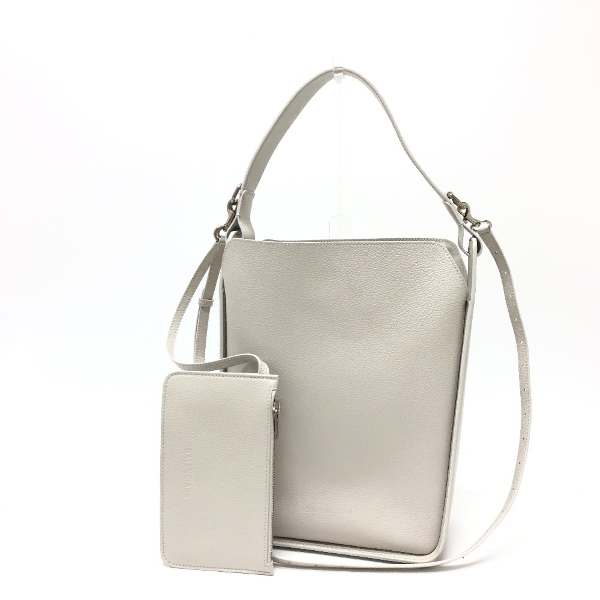 Balenciaga North South White Leather Shoulder Bag