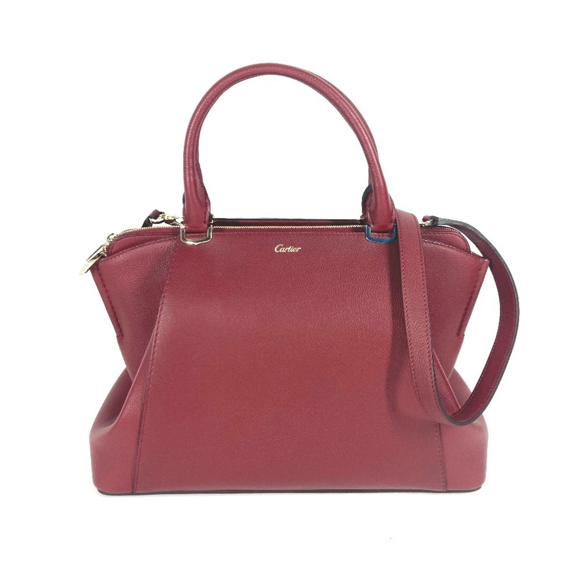 Cartier C de cartier Burgundy Leather Handbag 