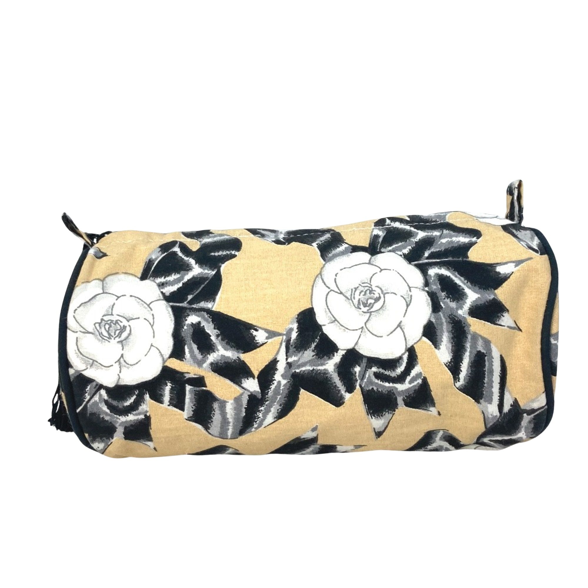 Chanel Camellia Beige Canvas Clutch Bag