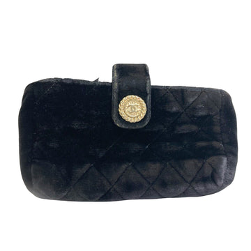 Chanel Navy Suede Clutch Bag