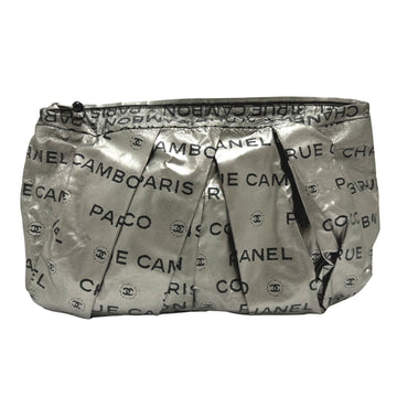 Chanel Unlimited Silver Cloth Clutch Bag