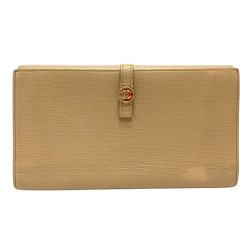 Chanel Logo CC Beige Leather Wallet 