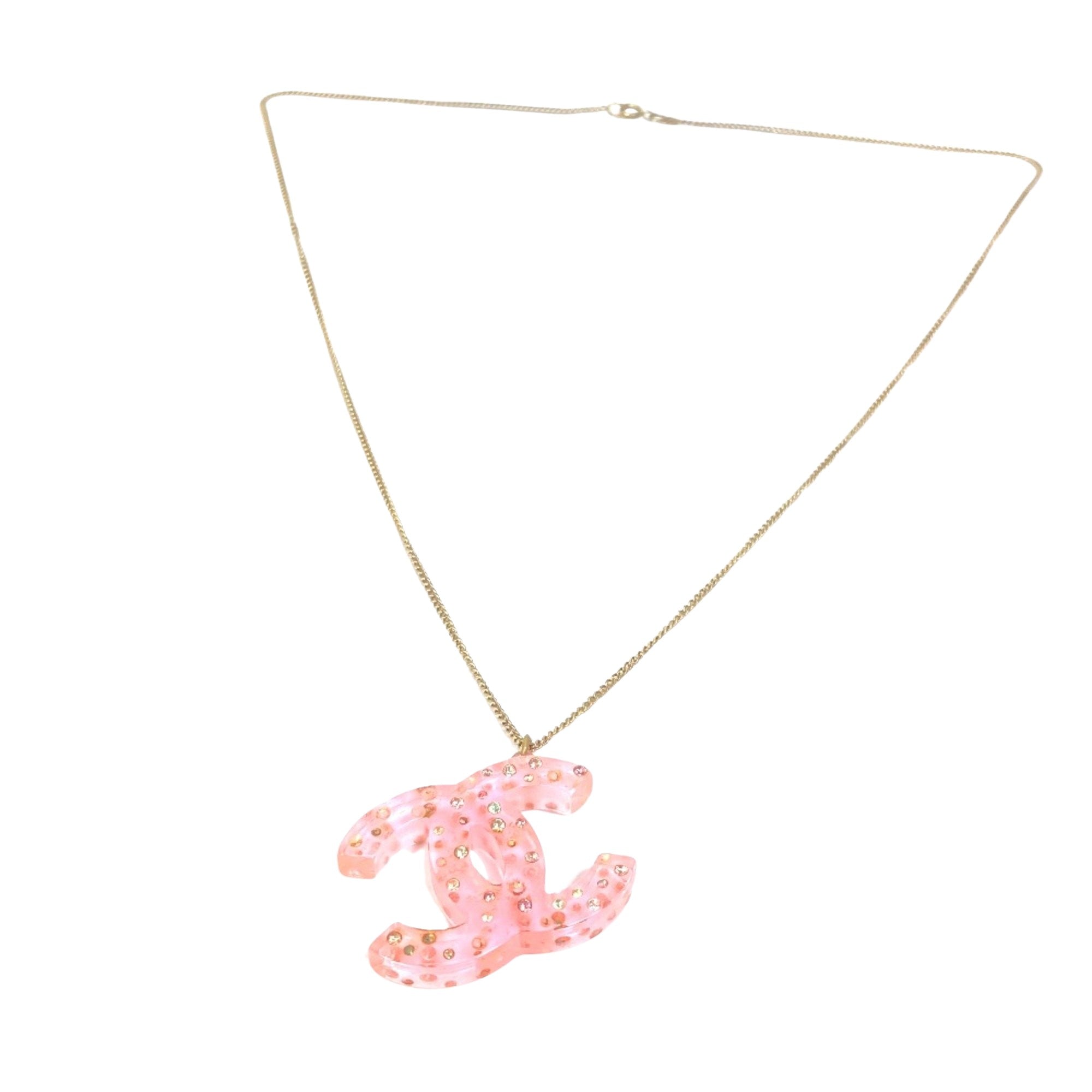 Chanel Logo CC Pink Plastic Necklace 