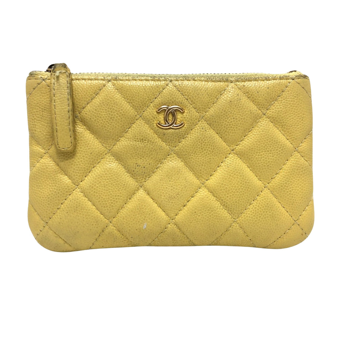 Chanel Matelassé Yellow Leather Wallet 