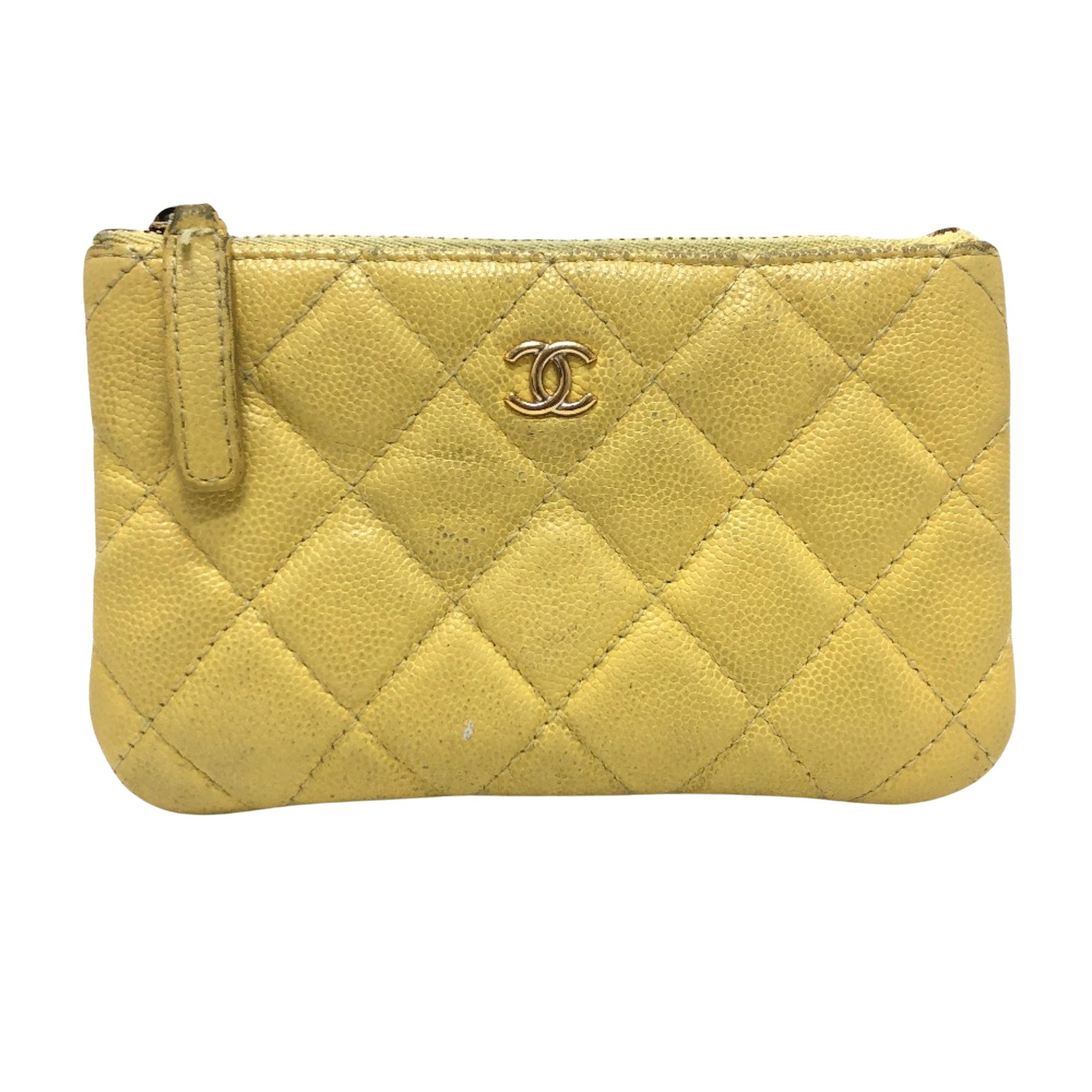 Chanel Matelassé Yellow Leather Wallet 