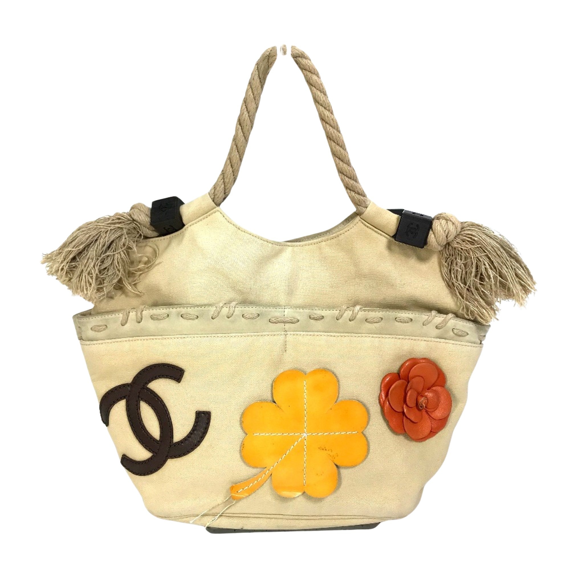 Chanel Cabas Beige Canvas Shoulder Bag