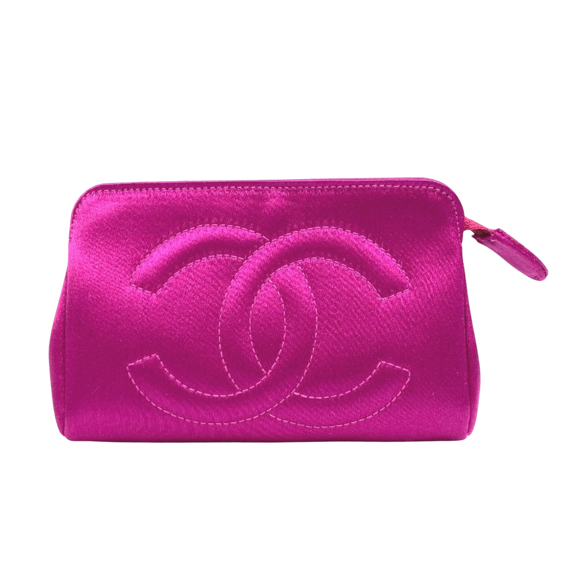 Chanel Logo CC Pink Velvet Clutch Bag