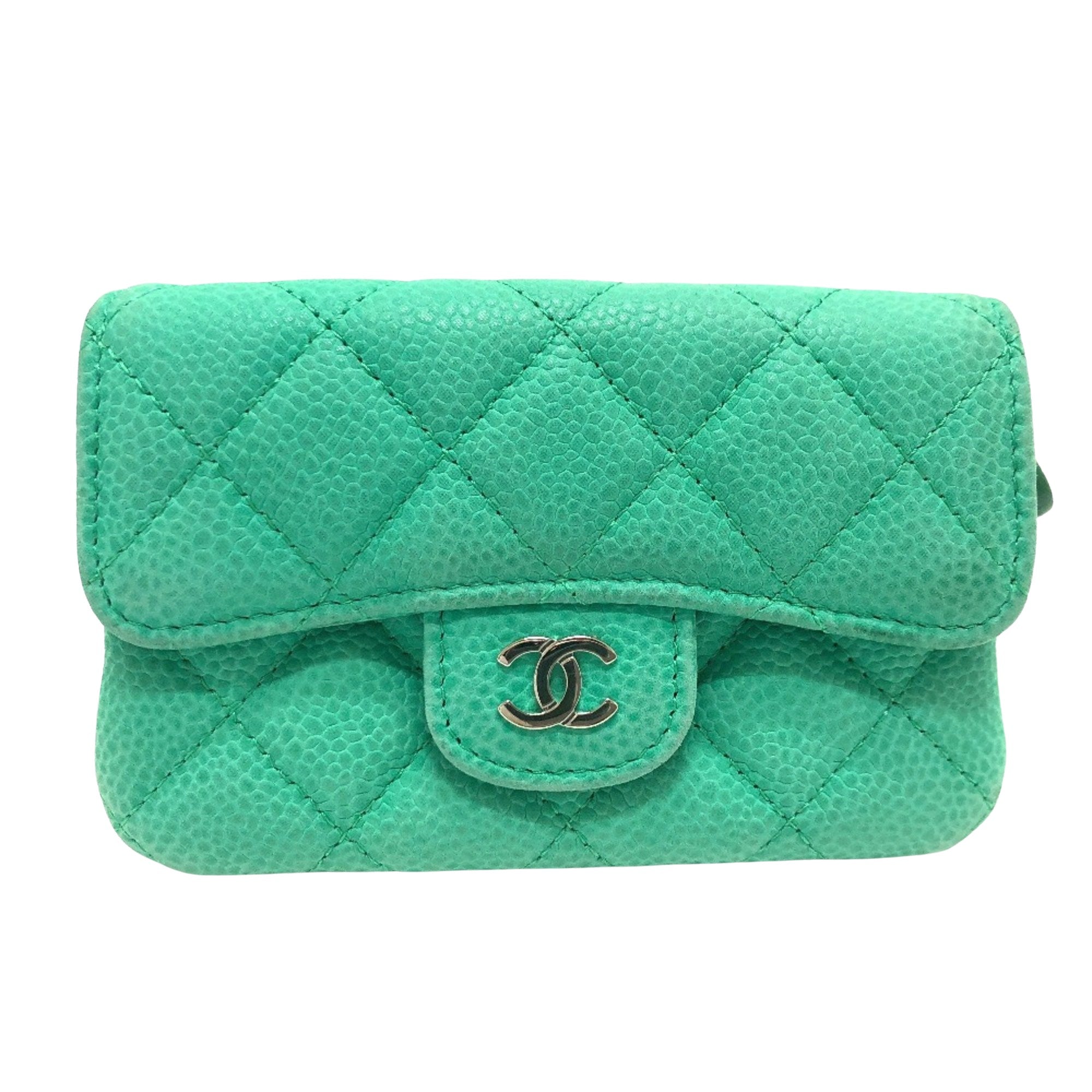 Chanel Matelassé Green Leather Wallet 