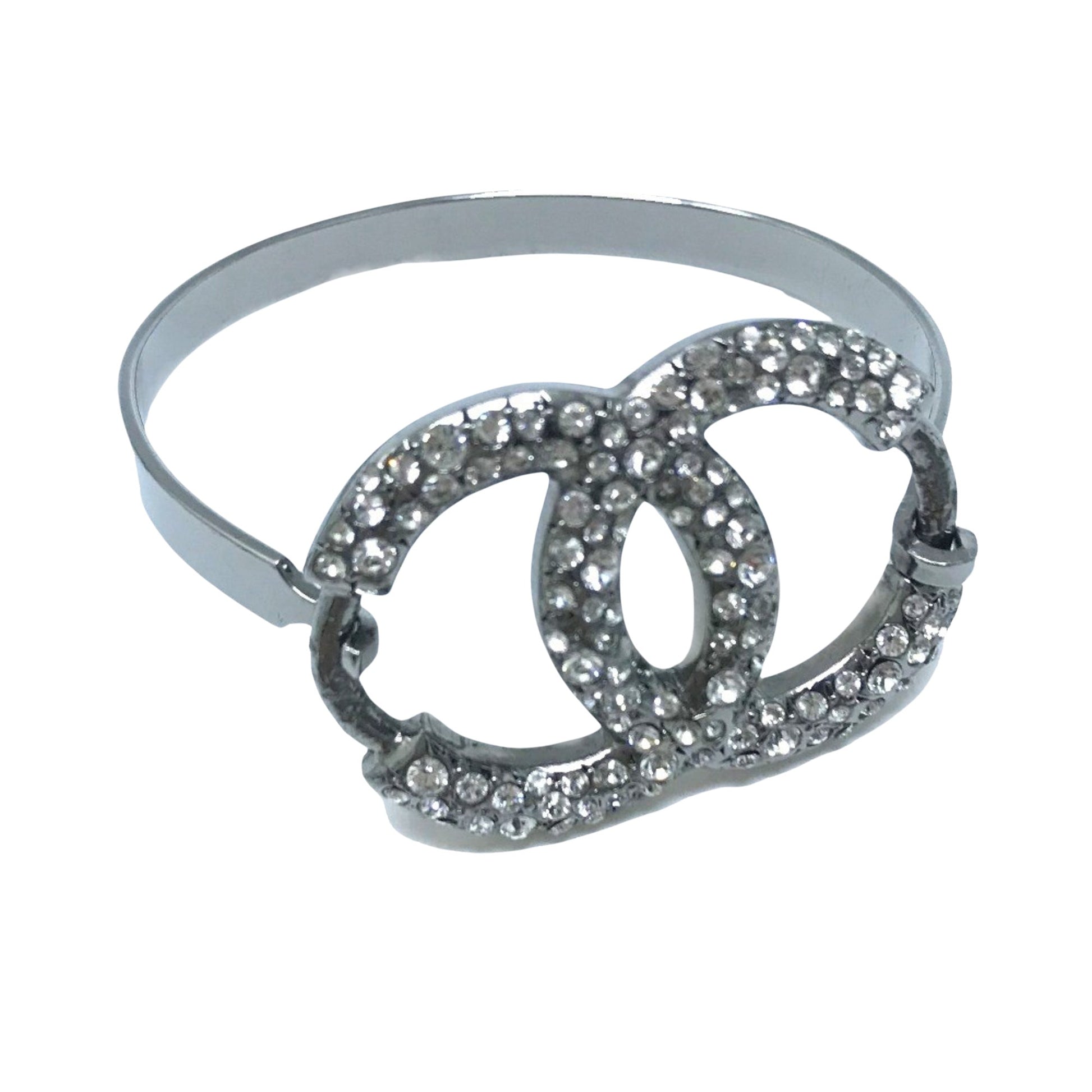 Chanel Logo CC Silver Metal Bracelet 