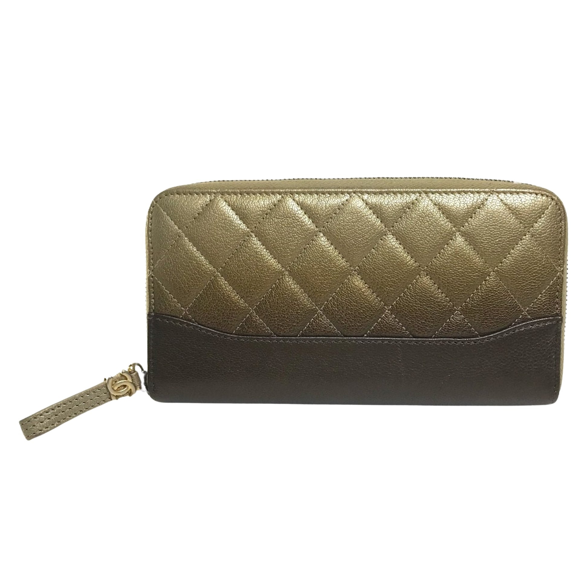 Chanel Matelassé Gold Leather Wallet 