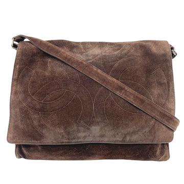 Chanel Triple coco Brown Suede Shoulder Bag