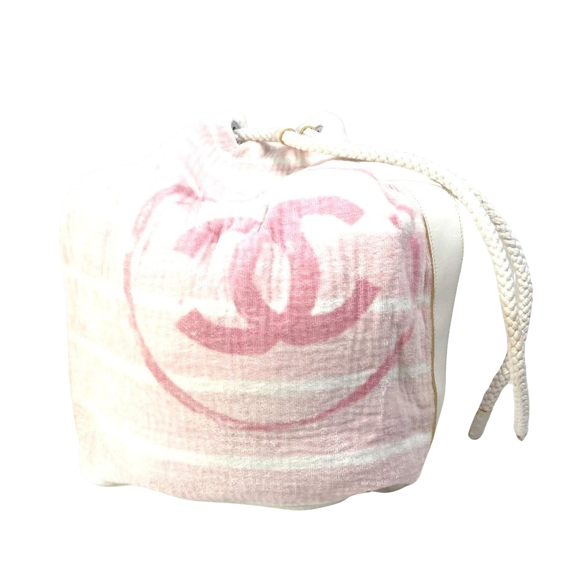 Chanel Logo CC Pink Cotton Shoulder Bag