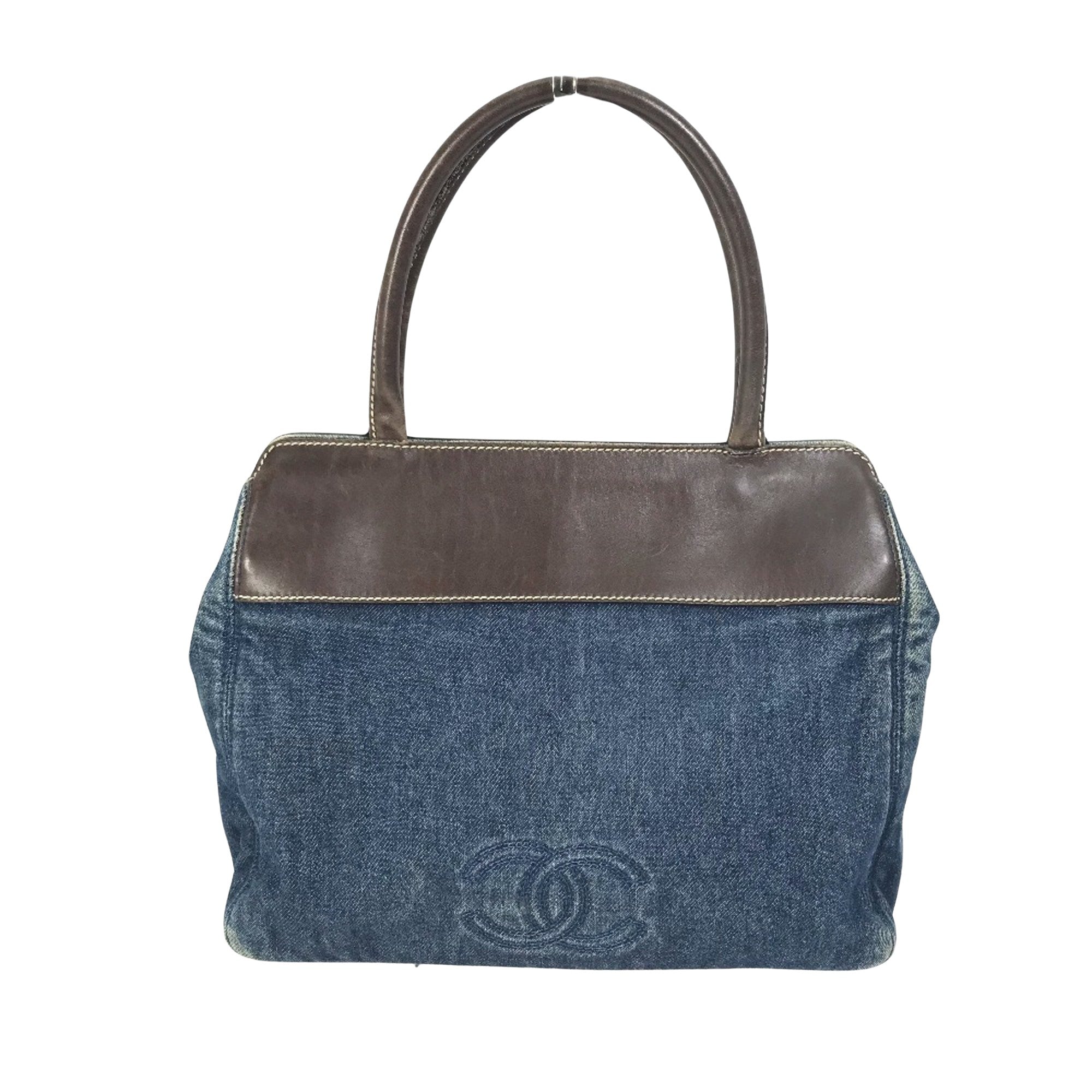 Chanel Logo CC Blue Denim - Jeans Tote Bag